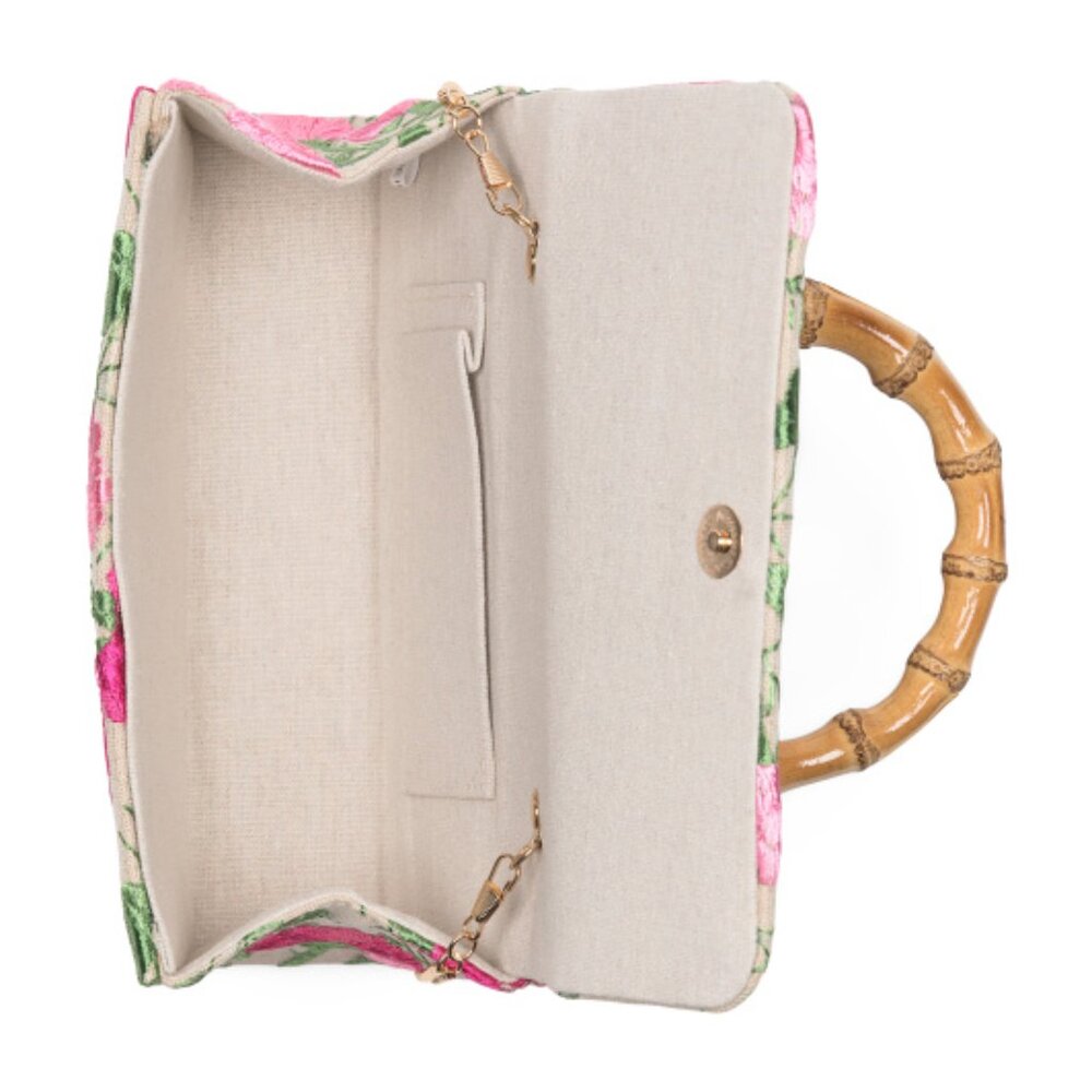 ALESSIA BIANCHI Floral Bamboo Handle Satchel - Picture 2 of 5
